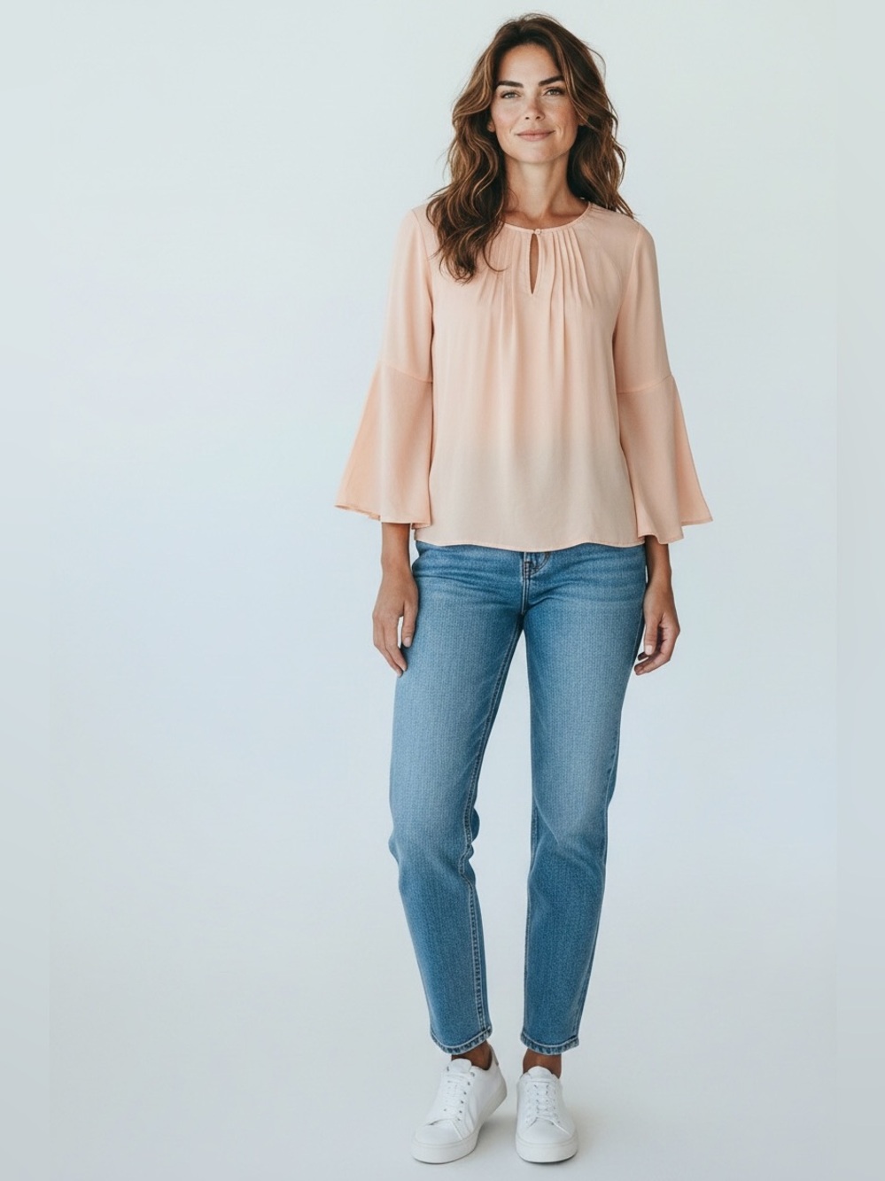 Hinge Bell Sleeve Blouse // Pink // Medium